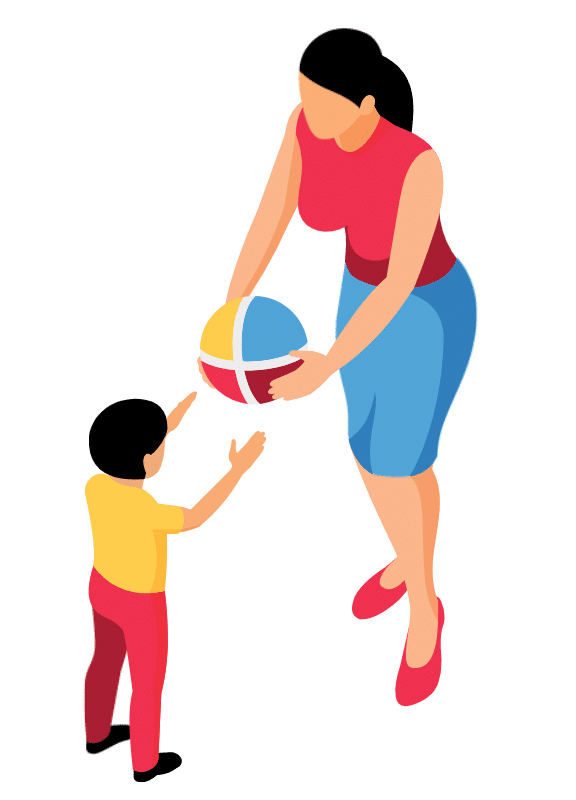 parent giving child ball