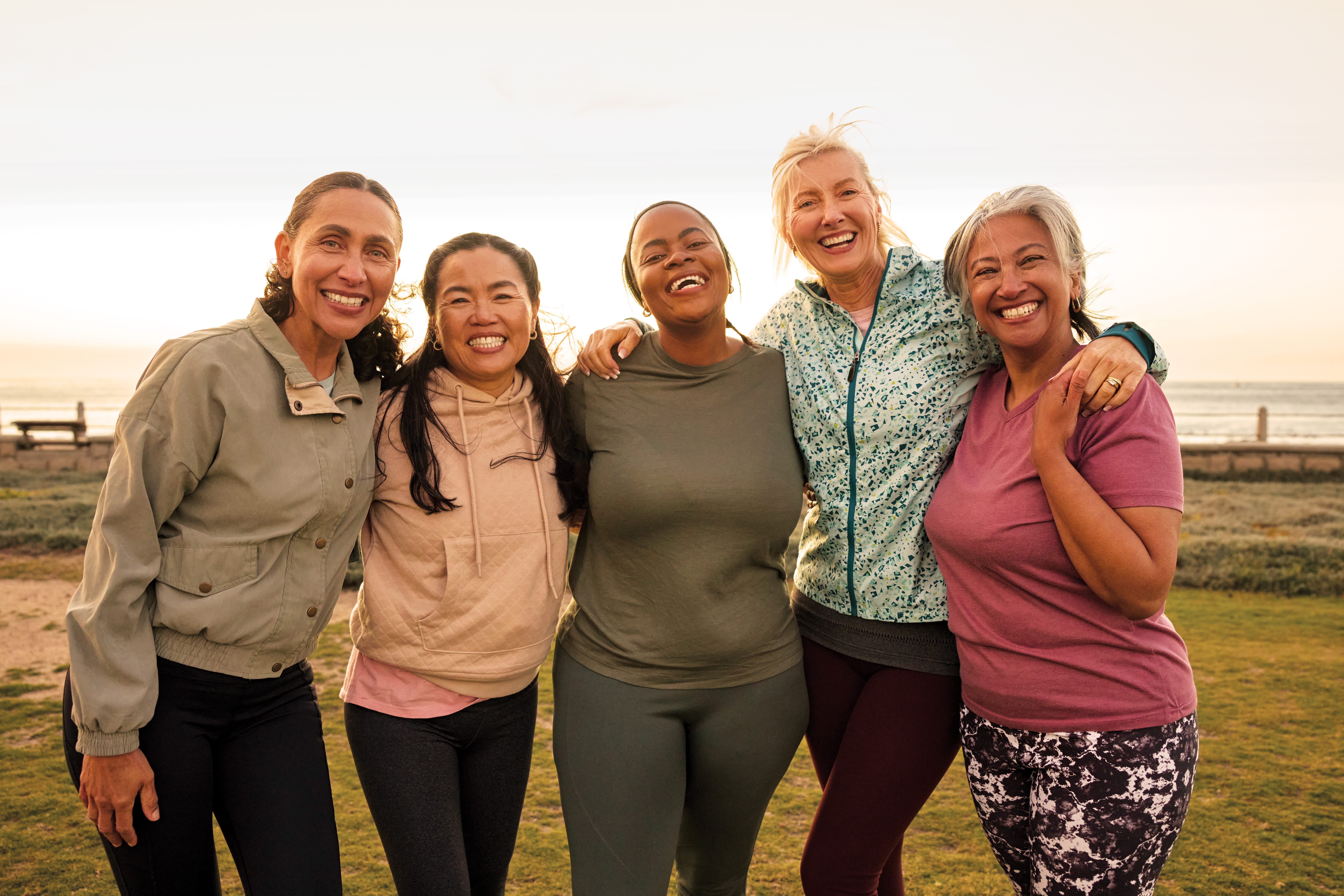 Group of smiling women outdoors