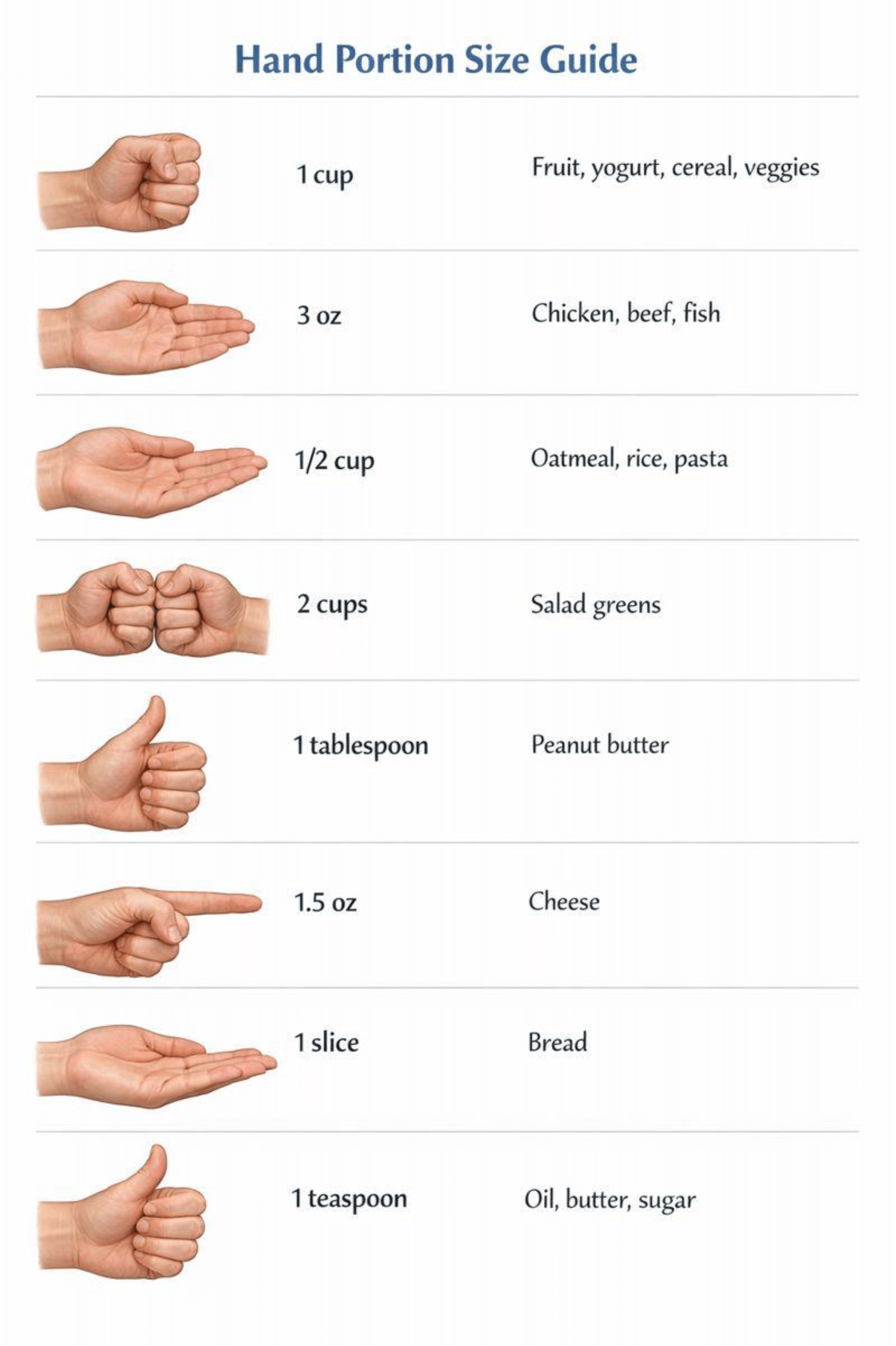 serving size chart with hand portion symbols