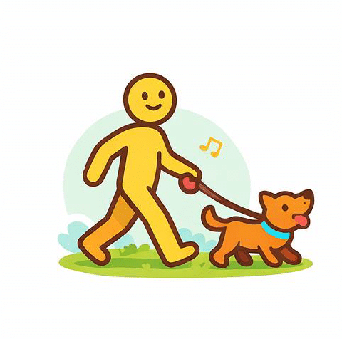 graphic of teen walking dog