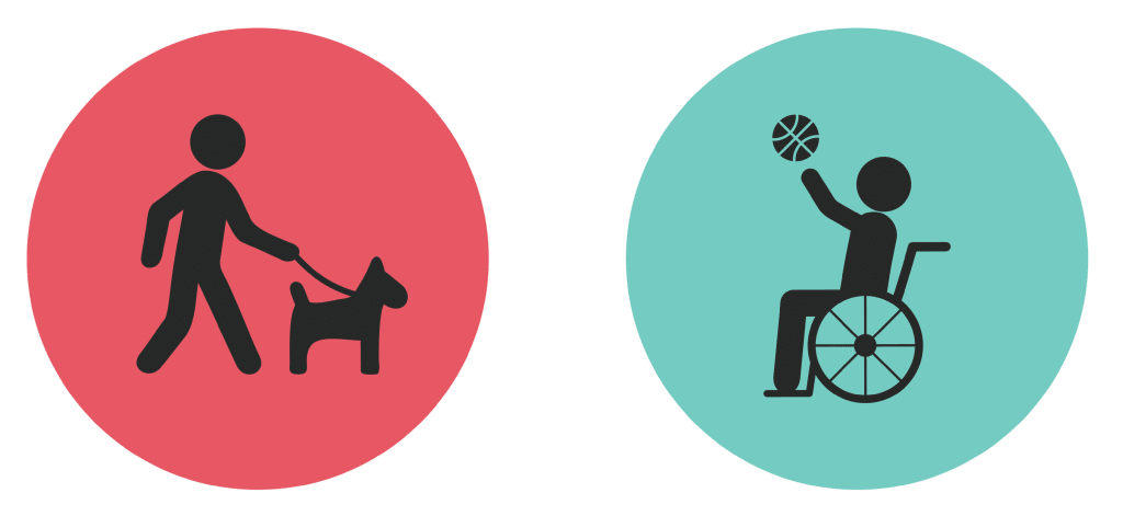 walking dog and playing basketball icons
